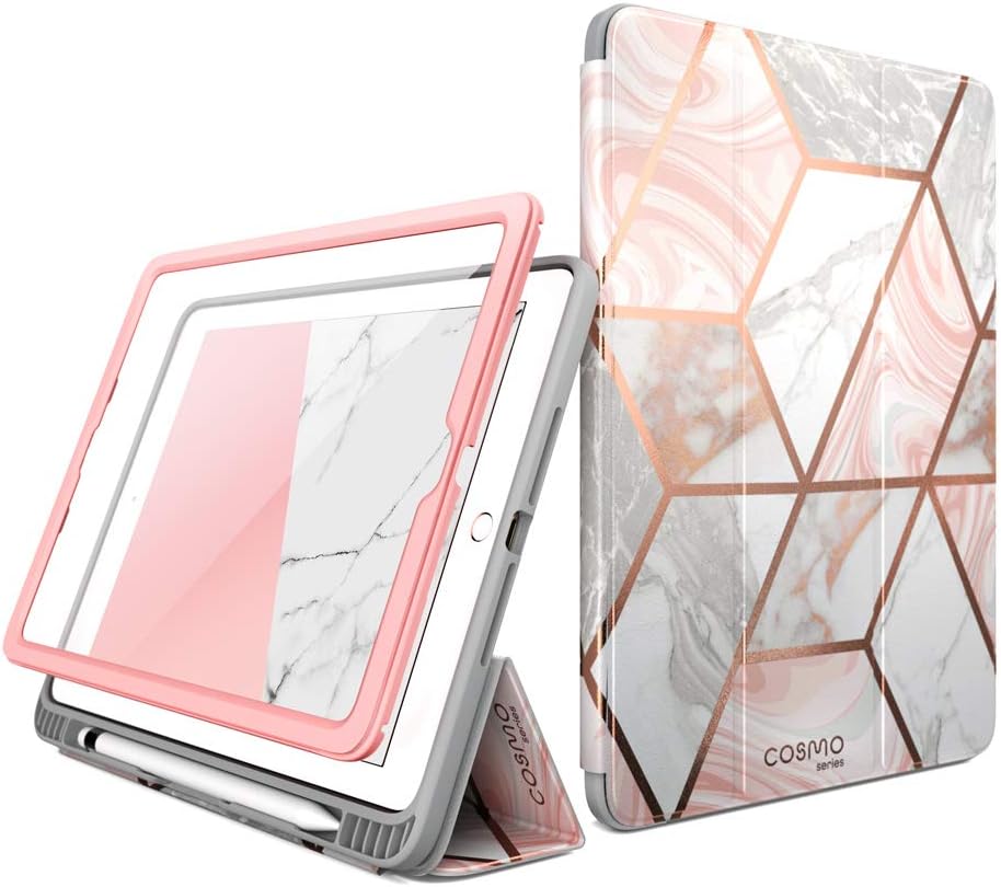 i-Blason Case for iPad 6th Generation, iPad 9.7 Case 2018/2017, [Built-in Screen Protector] Full-Body Trifold [Cosmo] Smart Cover with Auto Sleep/Wake & Pencil Holder for Apple iPad 9.7 Inch (Marble)