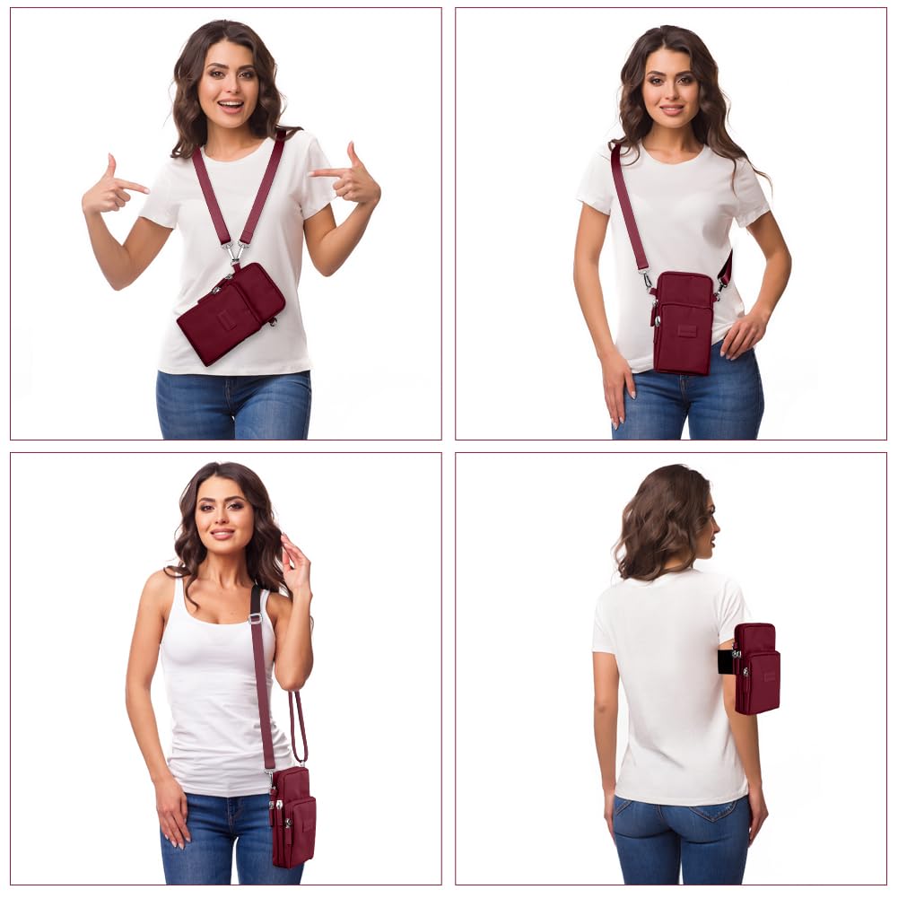 Aucuu Mała damska torba na telefon komórkowy, damska torba na telefon komórkowy z regulowanym paskiem, tkanina Oxford Crossbody Torba do biegania na telefon 7" (z gniazdem słuchawkowym)