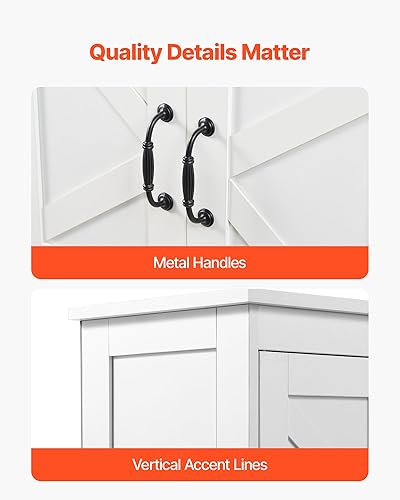 Miniatura 8 de VEVOR Armario de suelo de baño, 4 niveles, organizador de almacenamiento de madera con 4 puertas y estante ajustable, muebles de baño modernos,