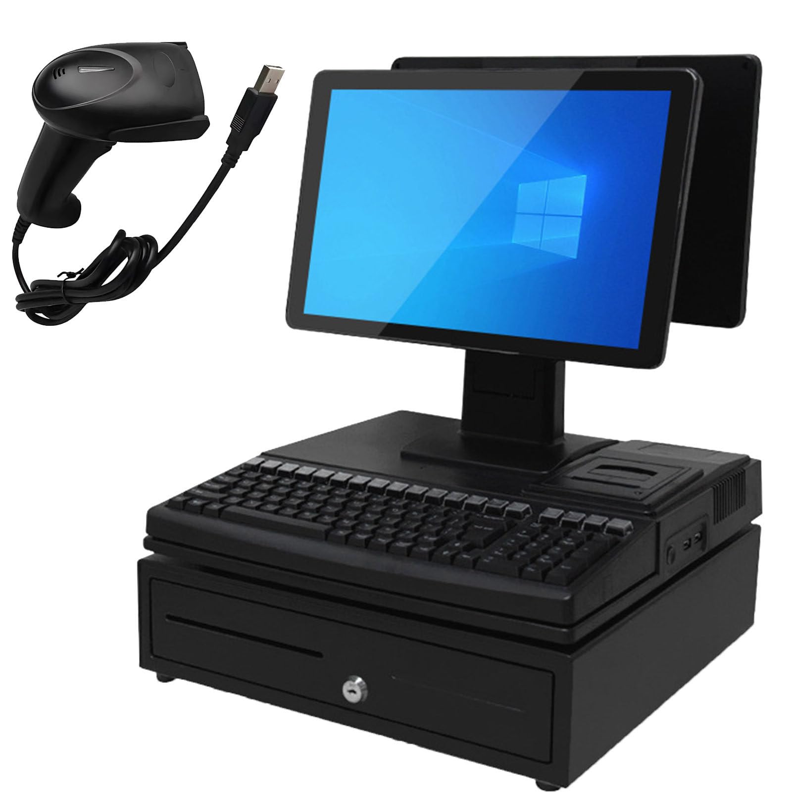 Ptatritious B All-In-One Cashier Register, Smart Cash Register Pos System, With 15.6" Touch Screen Monitor, Dual-Core I5 Cpu, Cash Drawer, 58Mm Printer, For Retail And Restaurant -8+256G