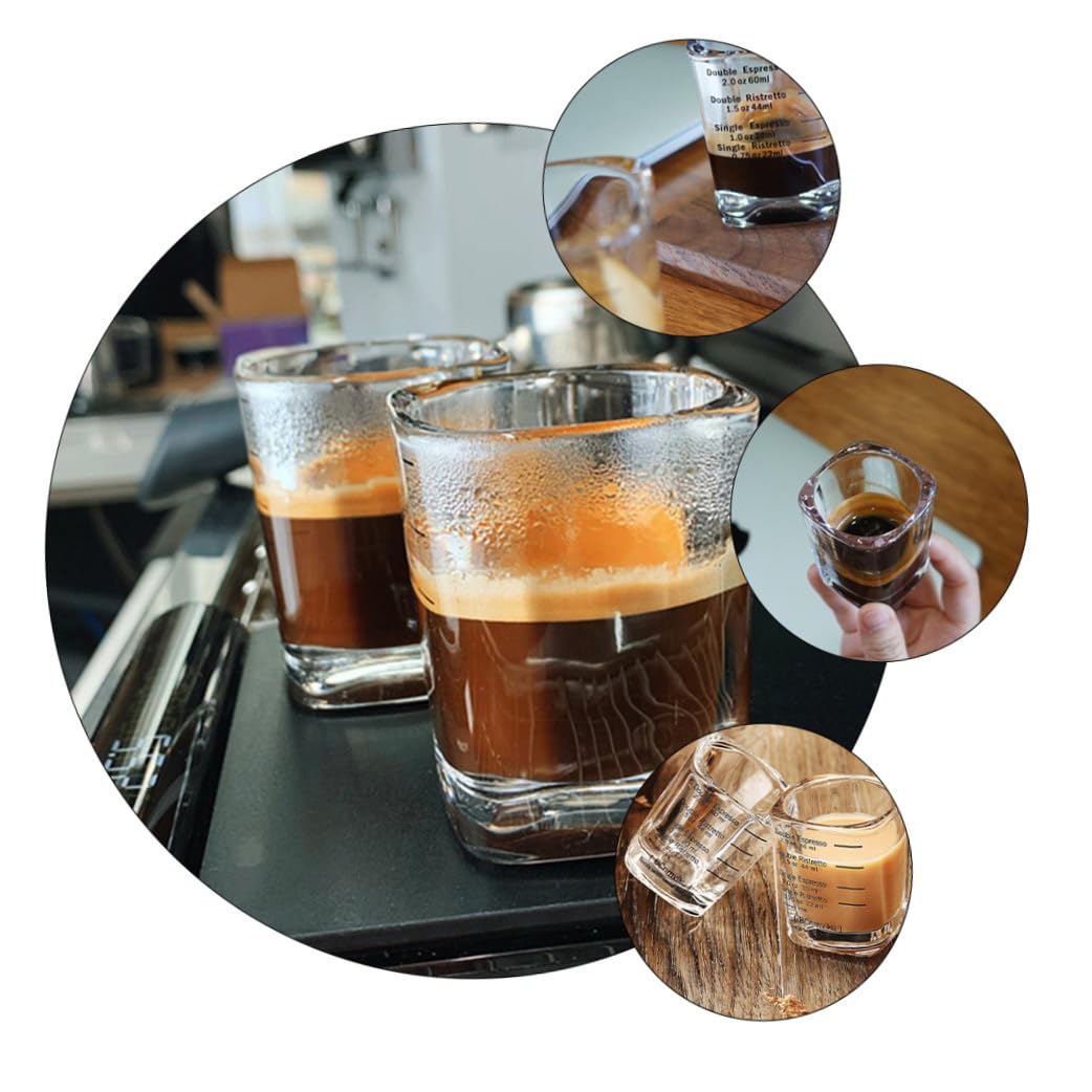 6 Stück Espressotassen aus Glas mit Skalenmarkierung 60ml Temperaturbeständig für Kaffeezubehör und Zuhause
