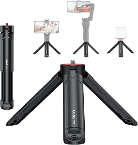 UURIG Extendable Mini Camera Tripod, Portable Selfie Stick Handle Grip Desktop Webcam Tripod with 1/4" Screw for DSLR Camera Webcam Phone Holder Selfie Stick Vlog Tripod
