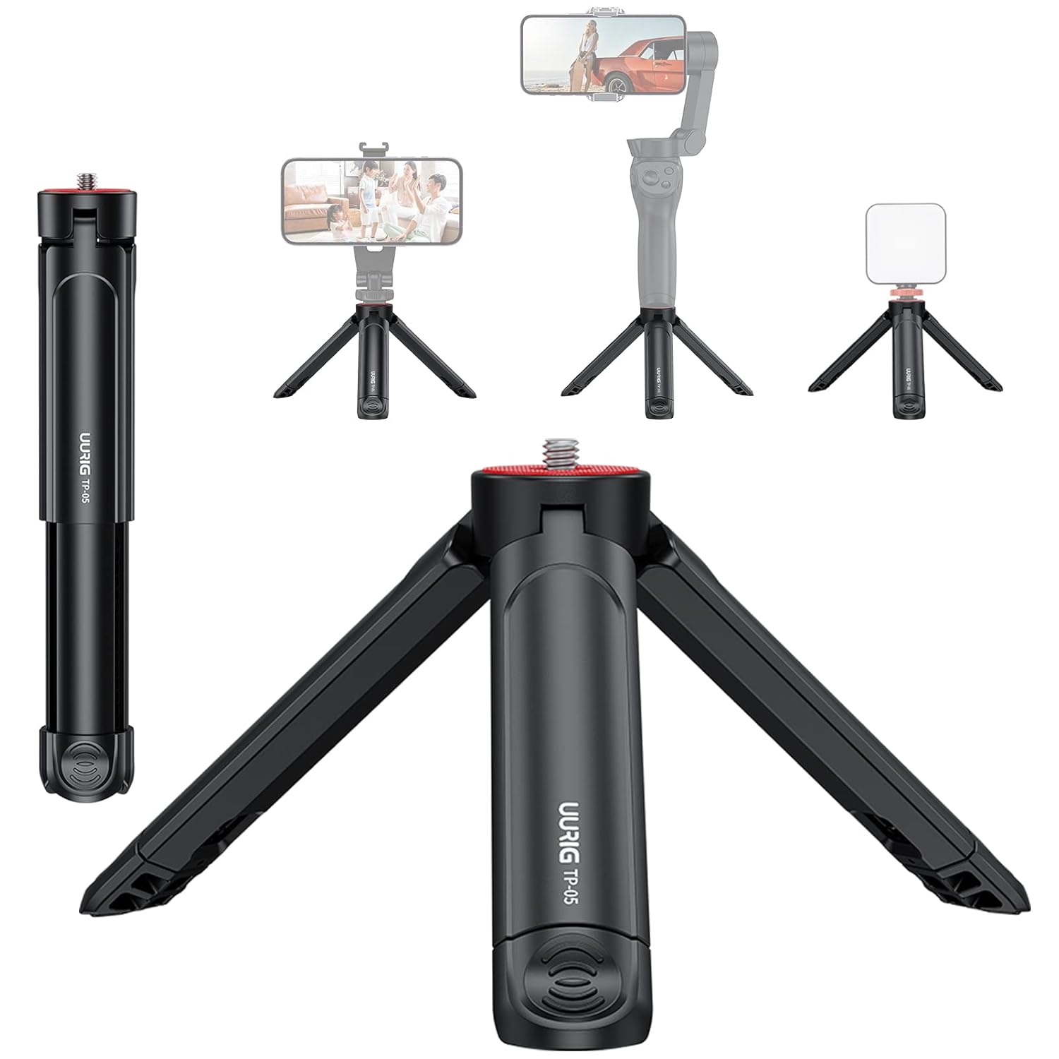 UURIG TP05 Extendable Mini Camera Tripod Portable Selfie Stick Handle Grip Desktop Webcam Tripod with 1 4 Screw