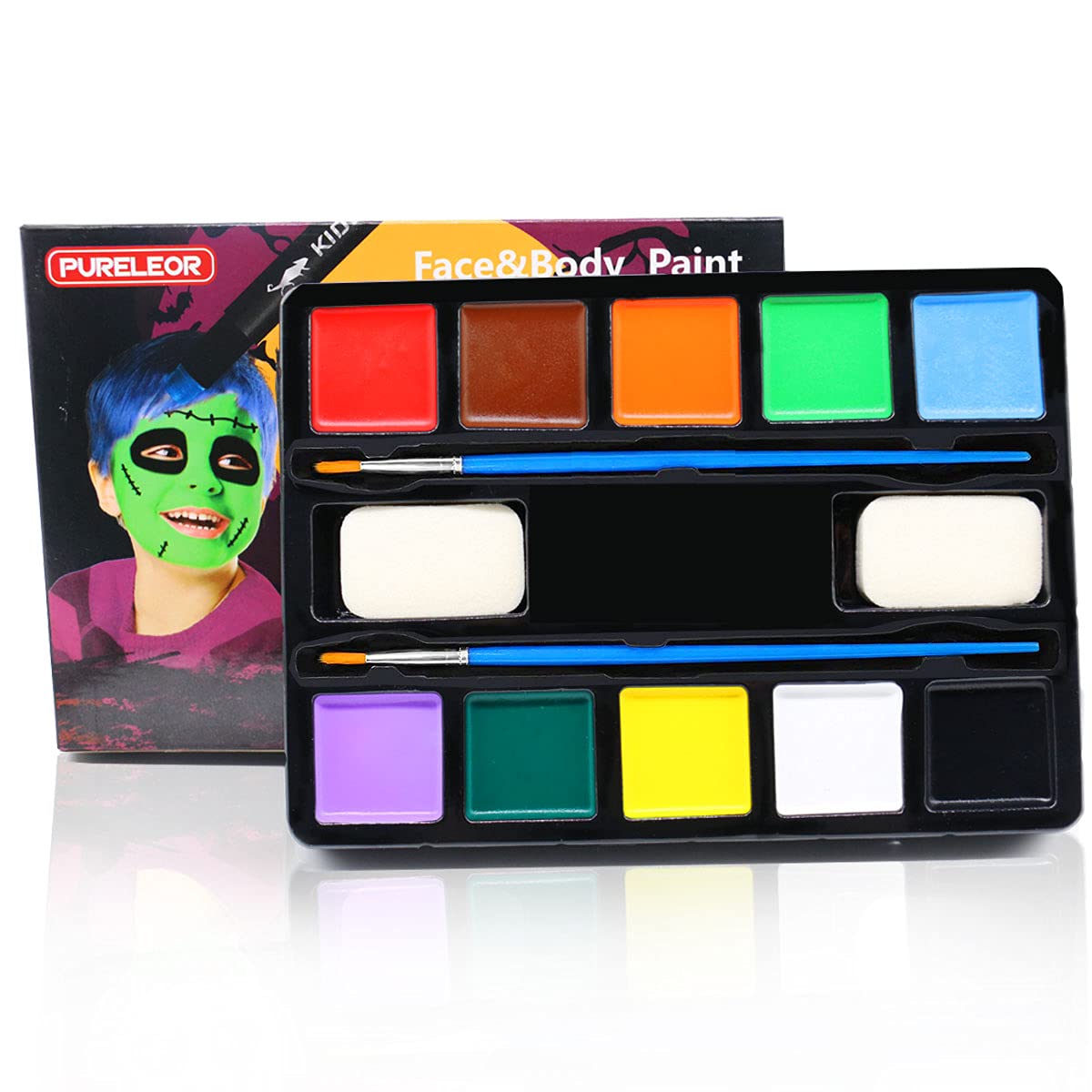 Buy Water Based Face Paint Kit, Professional Body Paints with 2 Brushes