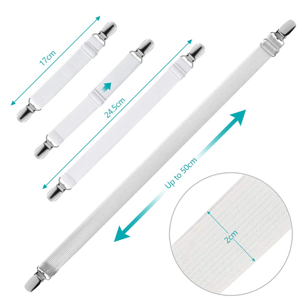 Naapesi Bettlakenspanner Verstellbar 120-250cm - Hält Bettlaken Fest & Glatt