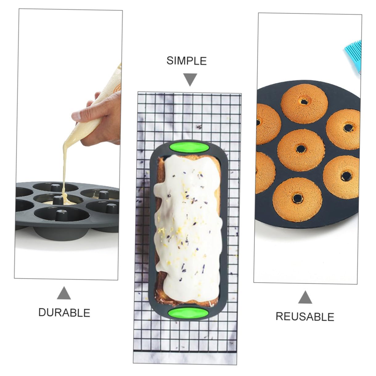 Molde para Hornear Pasteles y Pan Kit de 5 Piezas de Silicona Resistentes a Altas Temperaturas para Cocina y Repostería