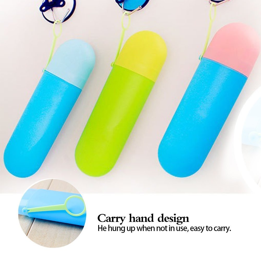 Vroxy Portable Toothbrush Case for Hiking & Camping Protect Storage Box | 6 PCs Travel Toothbrush Cover Toothpaste Organizer Box (Random Color) (6) 2