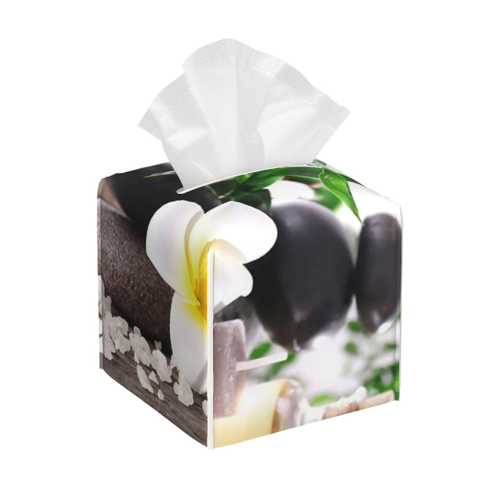 Beautiful Spa Concept On White Background PVC Cube Tissue Pack for Home Office Bathroom Use