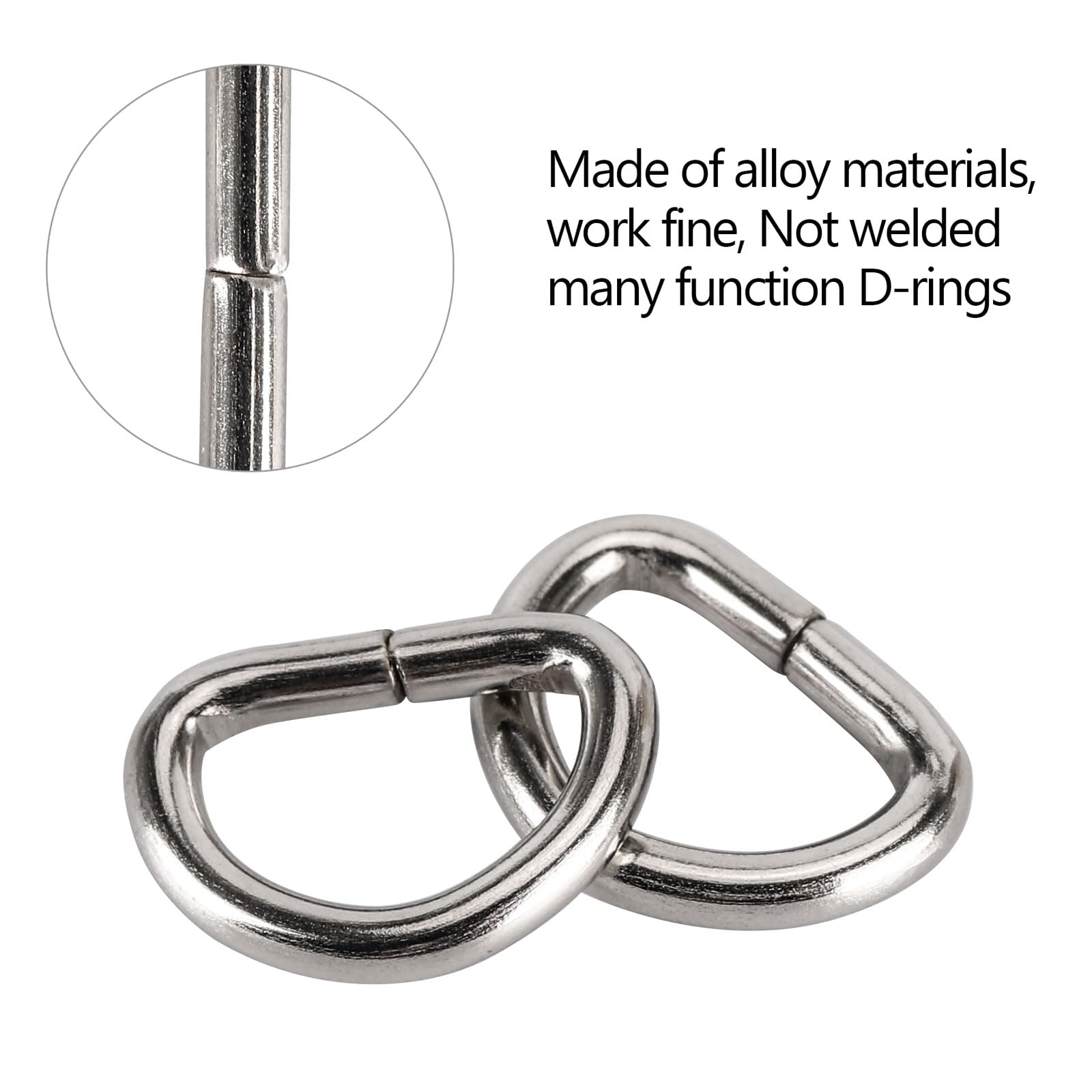 Trimming Shop Niet gelaste metalen D-ring bevestigingsmiddelen duurzame gespen voor handtas, singelbandje, portemonnee, hondenhalsbanden, riemen