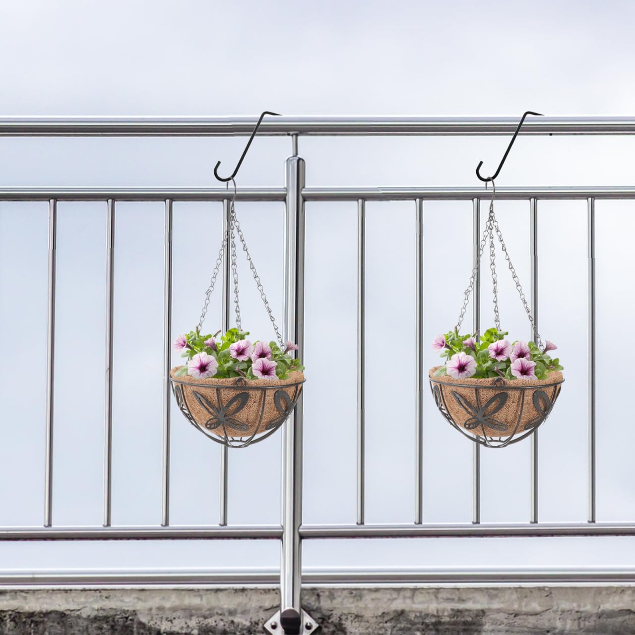 YARNOW Gelnder Haken Blumenkastenhalter Rundgelnder Haken Schwarz 6pcs  Blumenksten Blumentopf Pflanztopf Bonsai Halterung Zum Aufhngen Eisen  Garten Gelnder Balkon Dekoration: Amazon.de: Garten