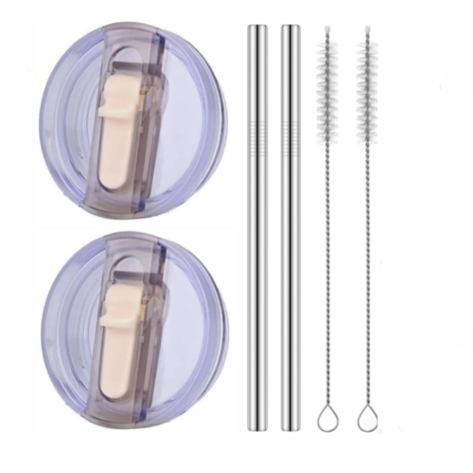 30oz Flip Straw Lid for Stanley Protour, Leak Proof Lids Replacement for 30oz Stanley Tumbler With Metal Straw Replacement and Cleaner Brush