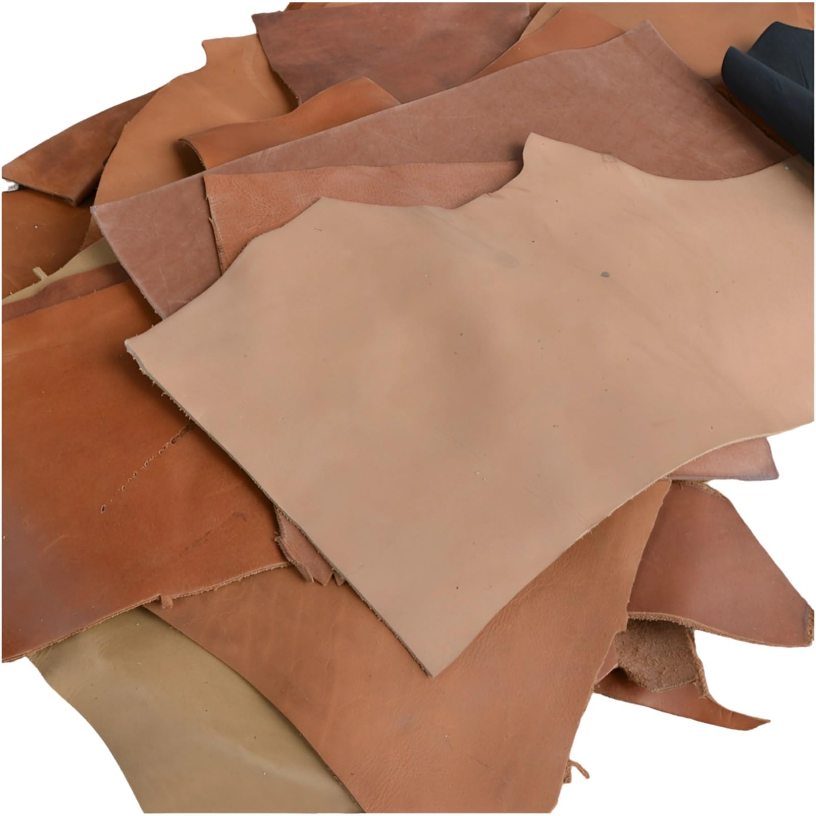 2,2 lbs Lederreste, Full Grain Lederstücke, 0,07 bis 0,09 in, 0,18 bis 0,22 cm dick, pflanzlich gegerbtes Leder für Bastelarbeiten, braunes DIY Leder Material