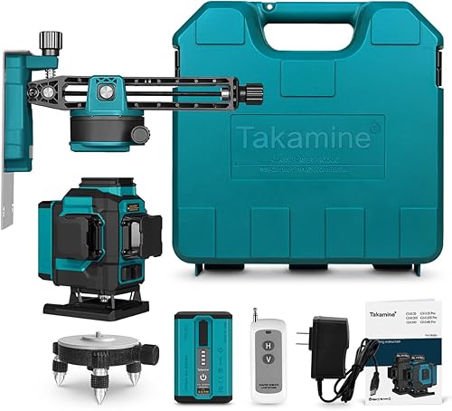 Miniatura 6 de Takamine Nivel láser verde autonivelante de 3 x 360  de 12 líneas, nivel láser para construcción, colgar imágenes, piso, azulejos con control