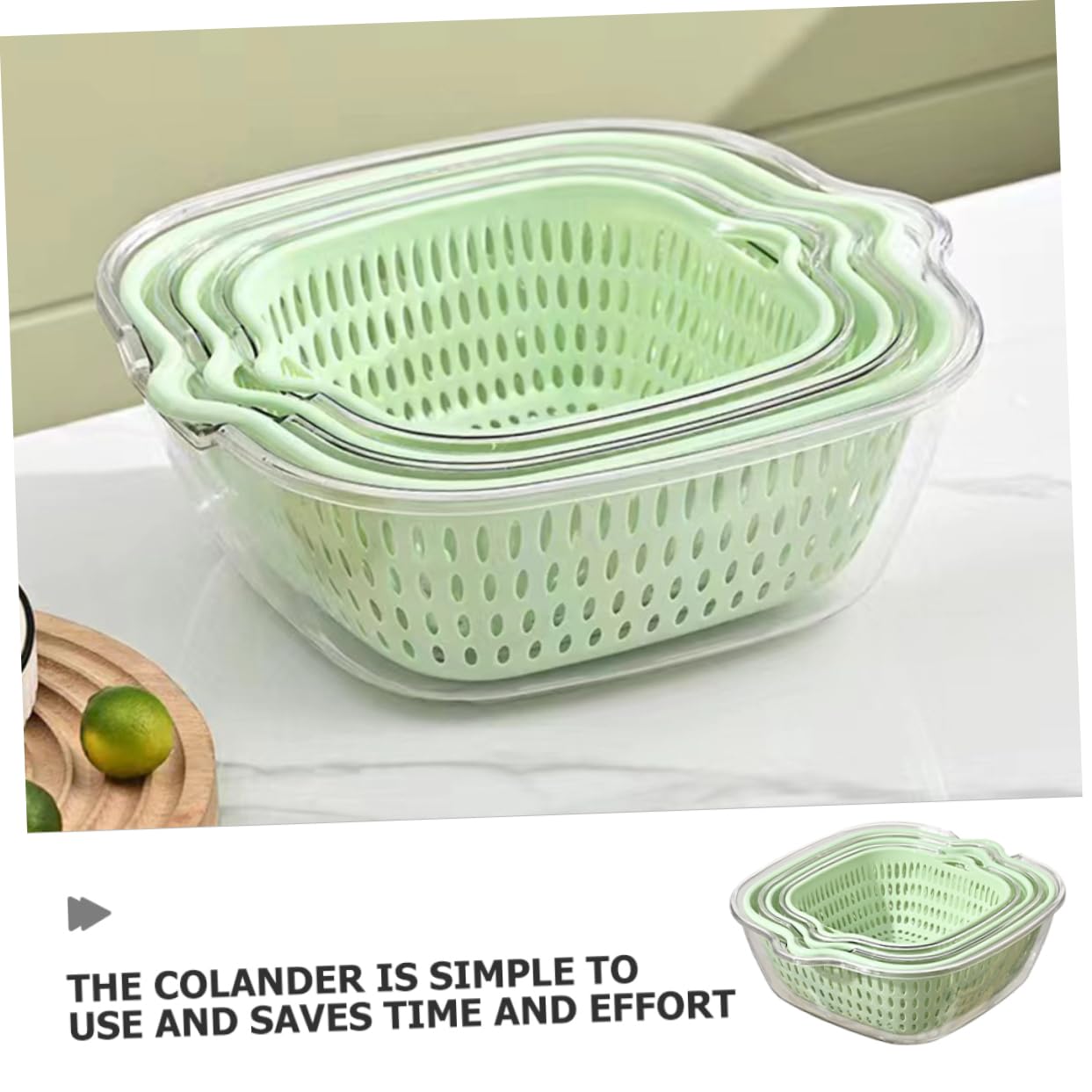 Colador de Cocina de Doble Capa 1 Juego de Plástico para Frutas y Verduras