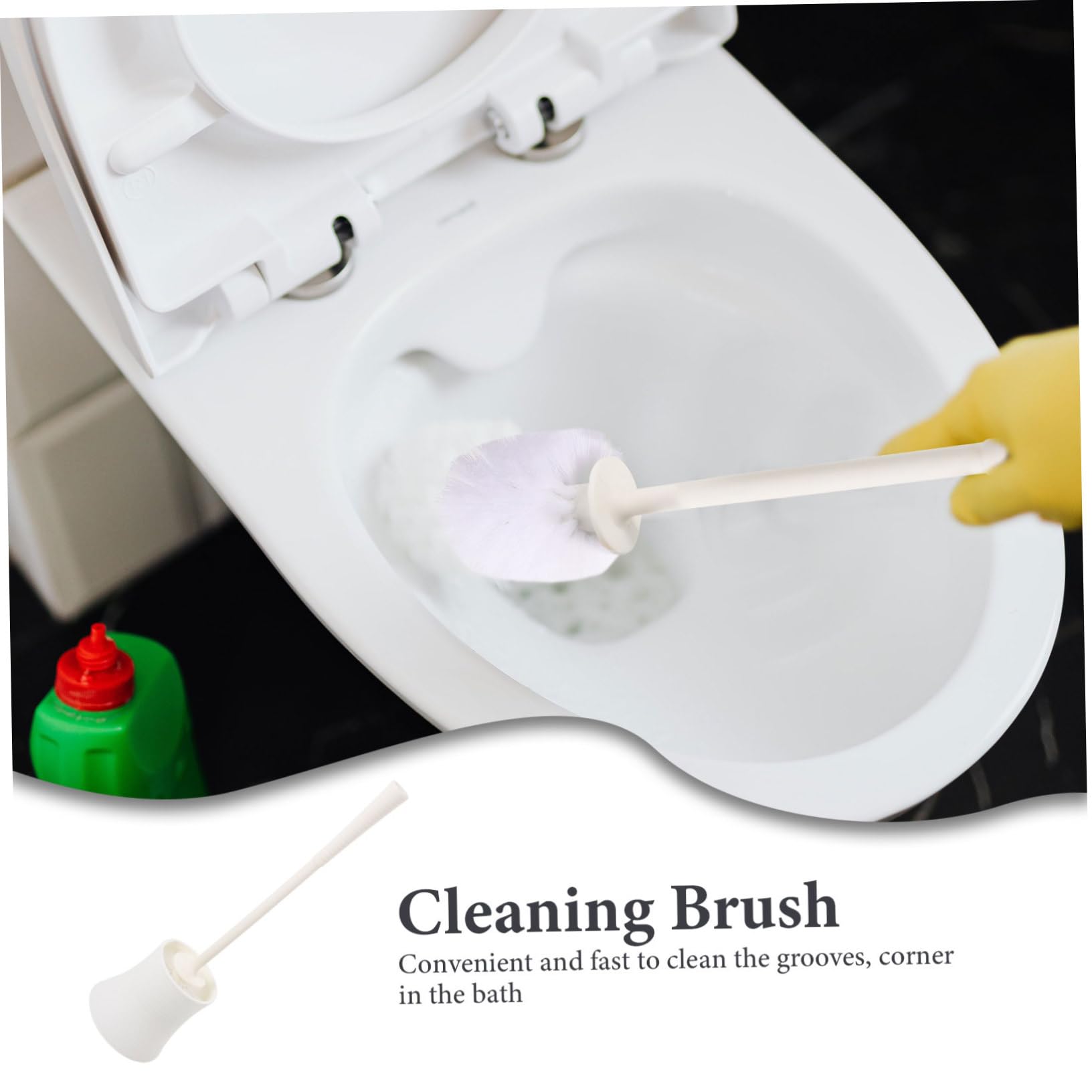 Zerodeko 2piezas Escobilla De Inodoro con Mango y Base Antideslizante para Baños Cepillo De Limpieza WC Higiénico y Duradero