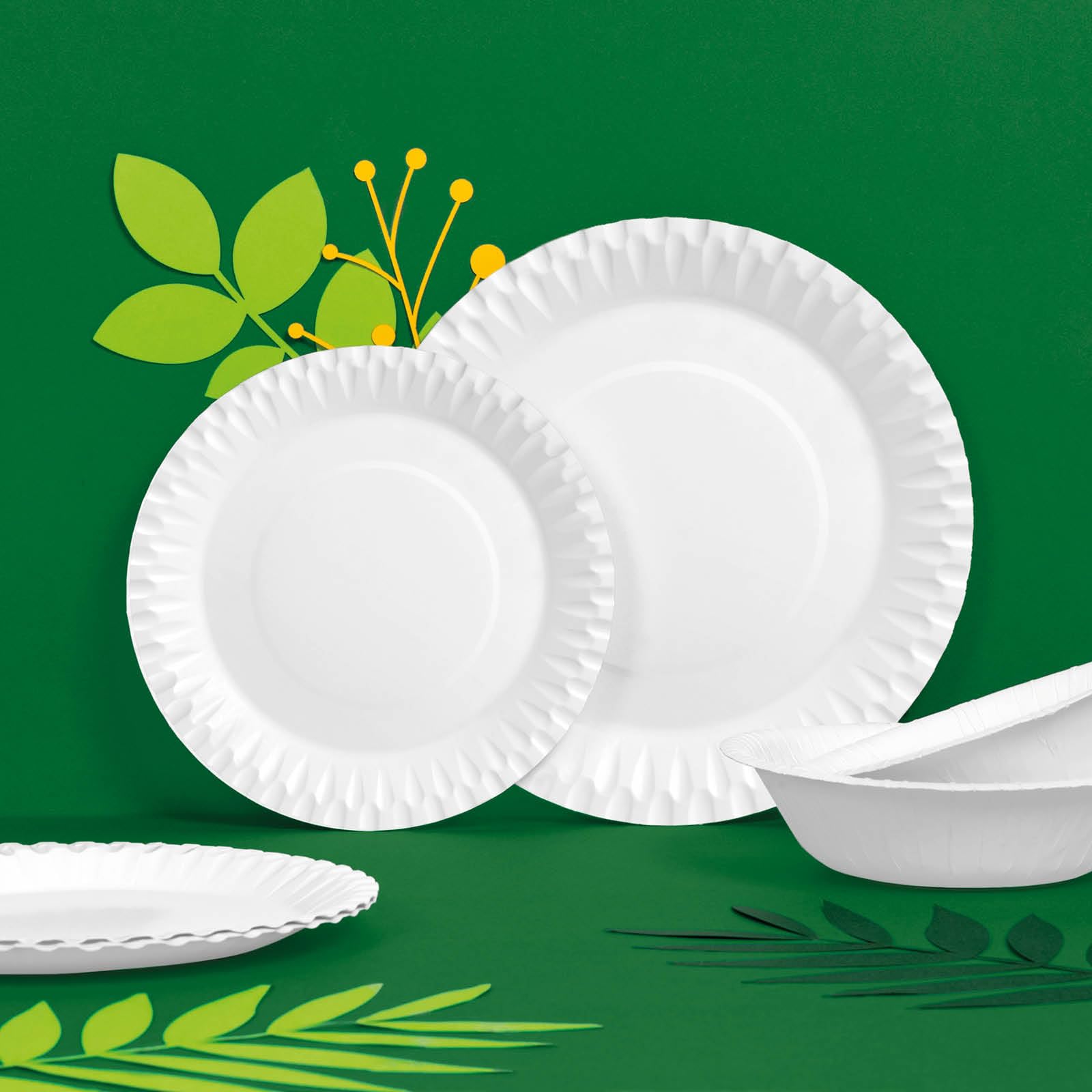100 Einwegteller aus Pappe, Ø 28 cm, Geschirr, runder Einwegteller aus Pappe, Teller für Catering, Veranstaltungen und Feiern, lebensmittelecht