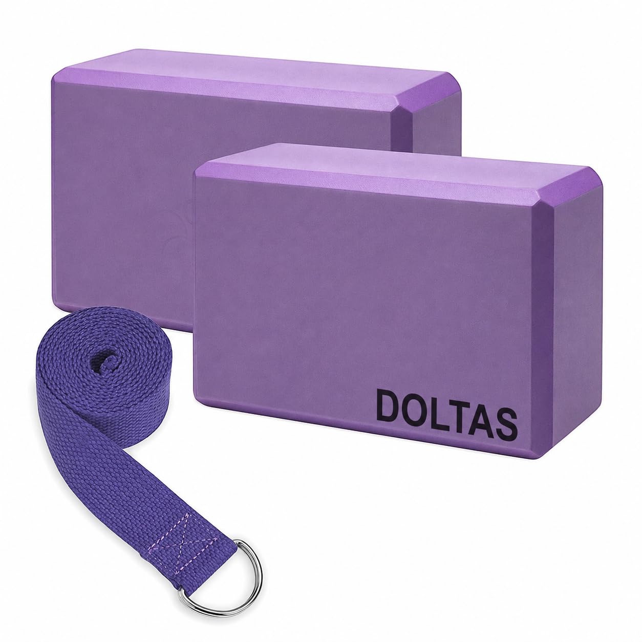 DOLTAS High Density Foam Yoga Block Set of 2 with Yoga Strap – Non-Slip Lightweight Bricks for Improved Balance, Flexibility, Strength & Stability – Support for Pilates, Stretching & Meditation-image-20