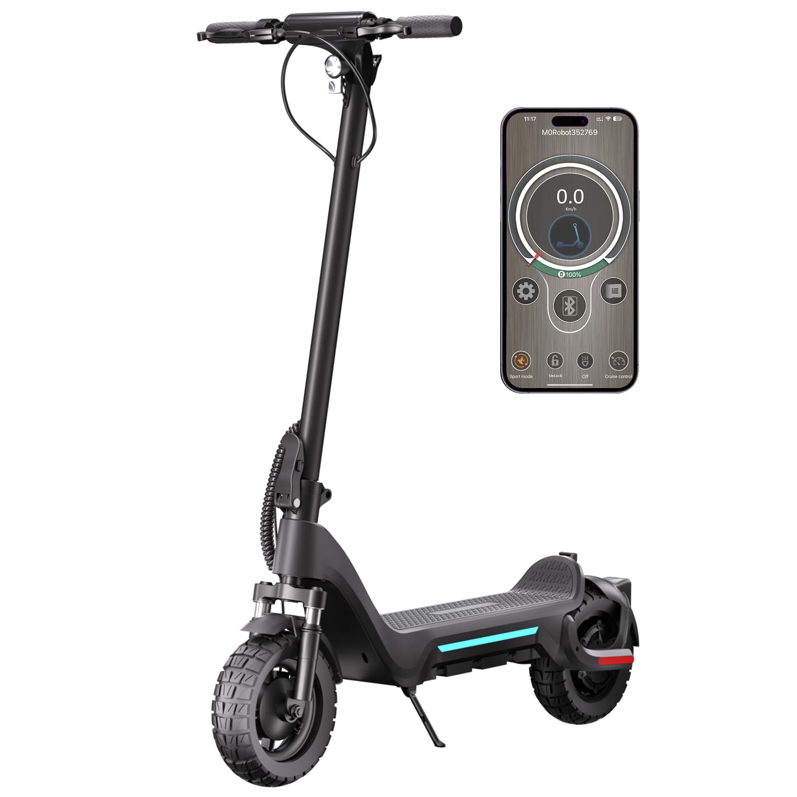 Electric Scooter for Adults with All-Terrain Fold, Maximum Power 600-800W, Double Shock Absorbers, EABS and Front/Rear Disc Brake, Load Capacity 352 lbs