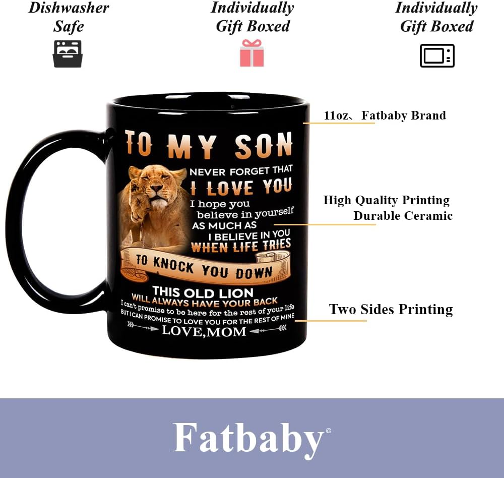 Fatbaby To My Son Coffee Mug Gifts from Mom, Birthday Christmas Father’s Day Gifts for Son from Mom Tea Cup 11oz - Image 4