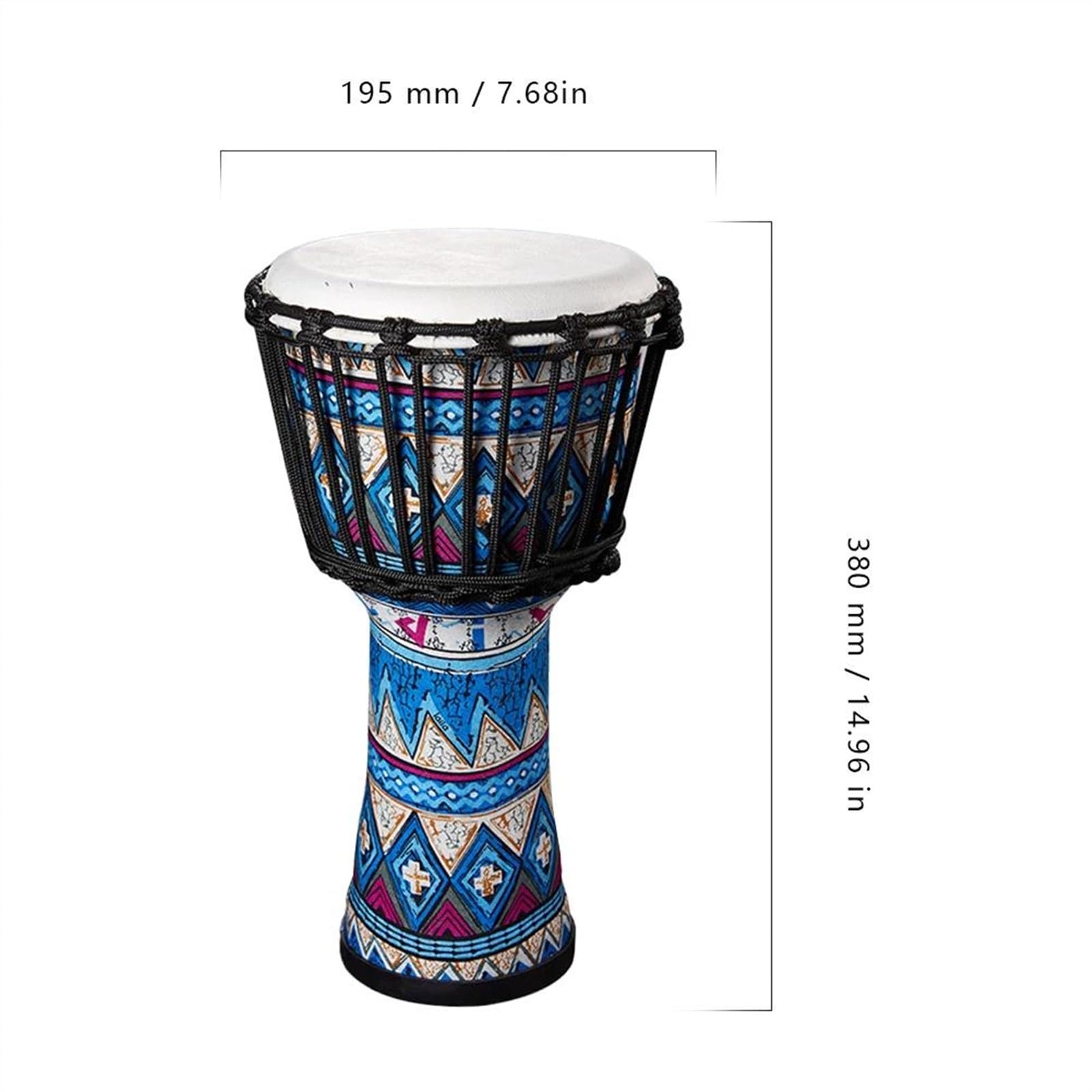 Pelle Di Capra Drumhead Djembe Drum Patterns Colorati Strumento A Tamburo Da 8 Pollici Per Adulti Tamburo Africano per Principiante (Color : A)