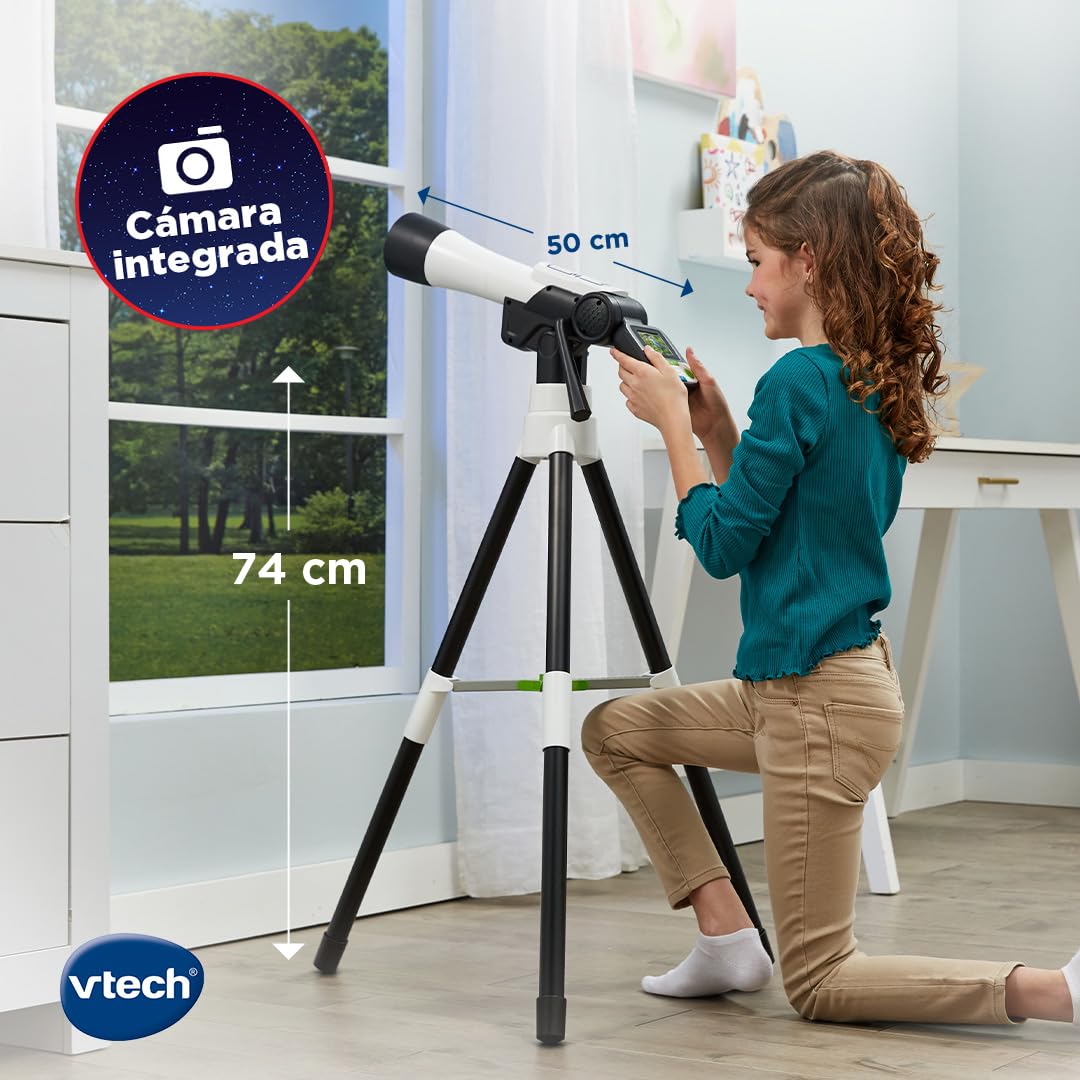 VTech - Telescopio Multimedia Aventuras espaciales, Telescopio Interactivo con Pantalla a Color, +200 Fotos y vídeos de la NASA, Juguete científico niños +7 años, Contenido en Español
