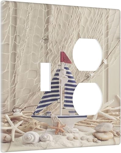 Miniatura 9 de Planta verde abstracta bohemia de eucalipto de 1 cuadrilla, cubierta decorativa de pared dúplex individual, placa de pared eléctrica para