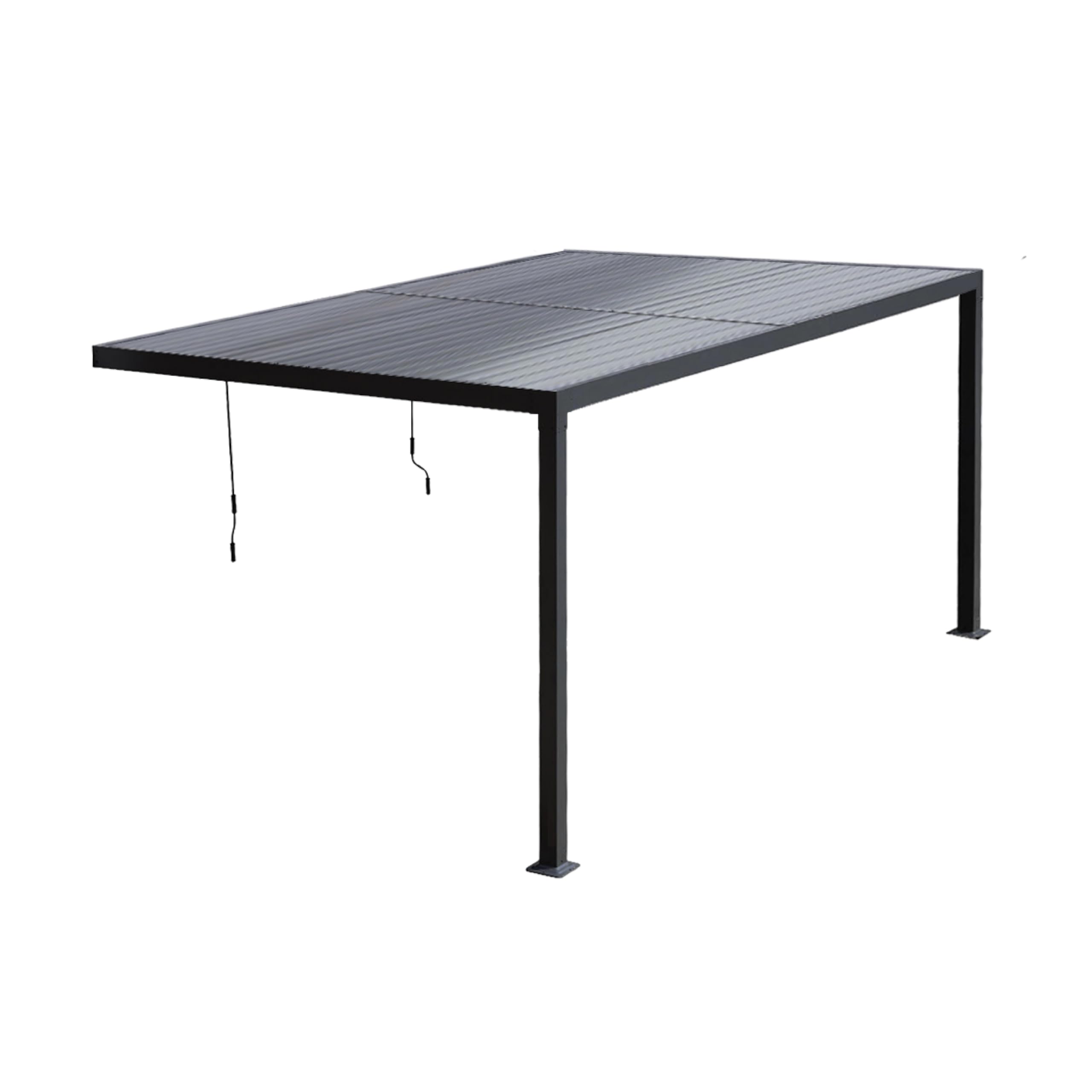 Estosa - Pergola Addossata Bioclimatica In Alluminio In Varie Misure Con Luci LED A 3 Livelli, Pannello Solare E Telecomando Inclusi, Pergola Da Terrazzo Esterno Resistente (Grigio, 3x4)