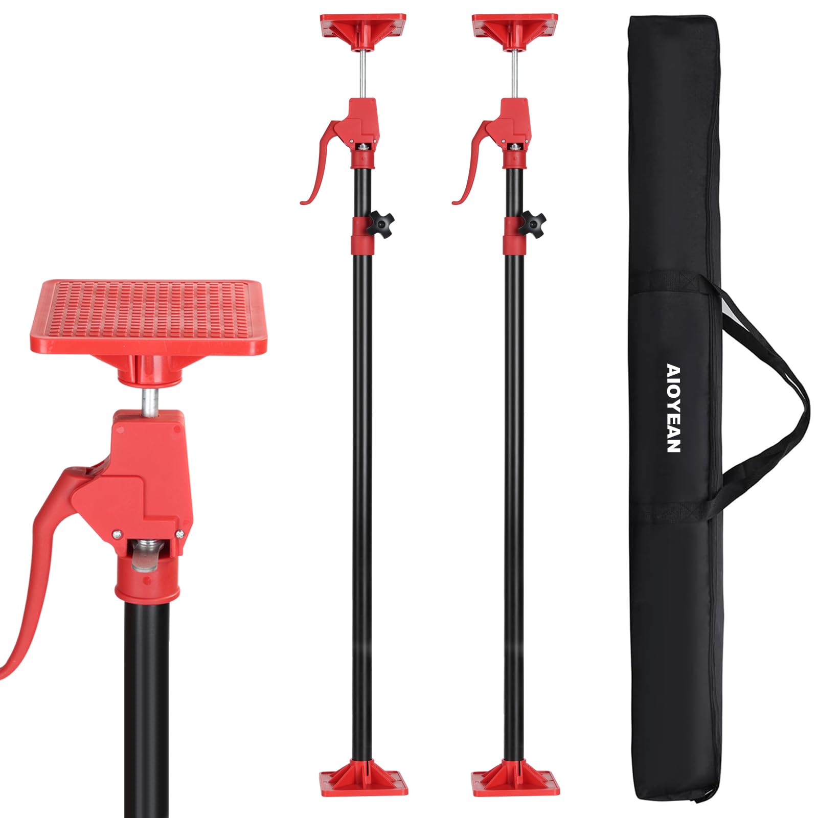 cabinet jack support pole, 45-114 in adjustable third hand tool, steel telescopic quick support rod with 78lbs capacity for cabinets jack, drywall lift & cargo bars, 2pack