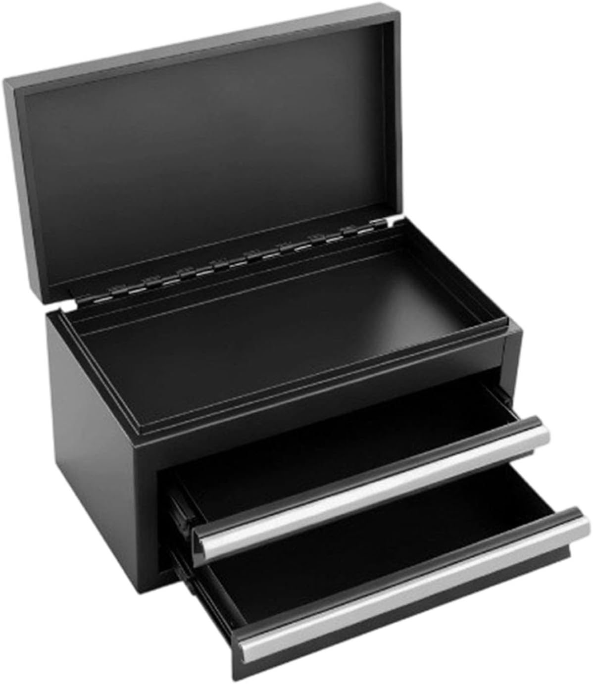 2-layer Drawer Metal Toolbox Organiser Box with Hinged Top Compartment for Desktop Tool Storage, Supplies Desktop Toolbox Organizer Small Parts Box Supply Holder Hobby Table Storage Metal