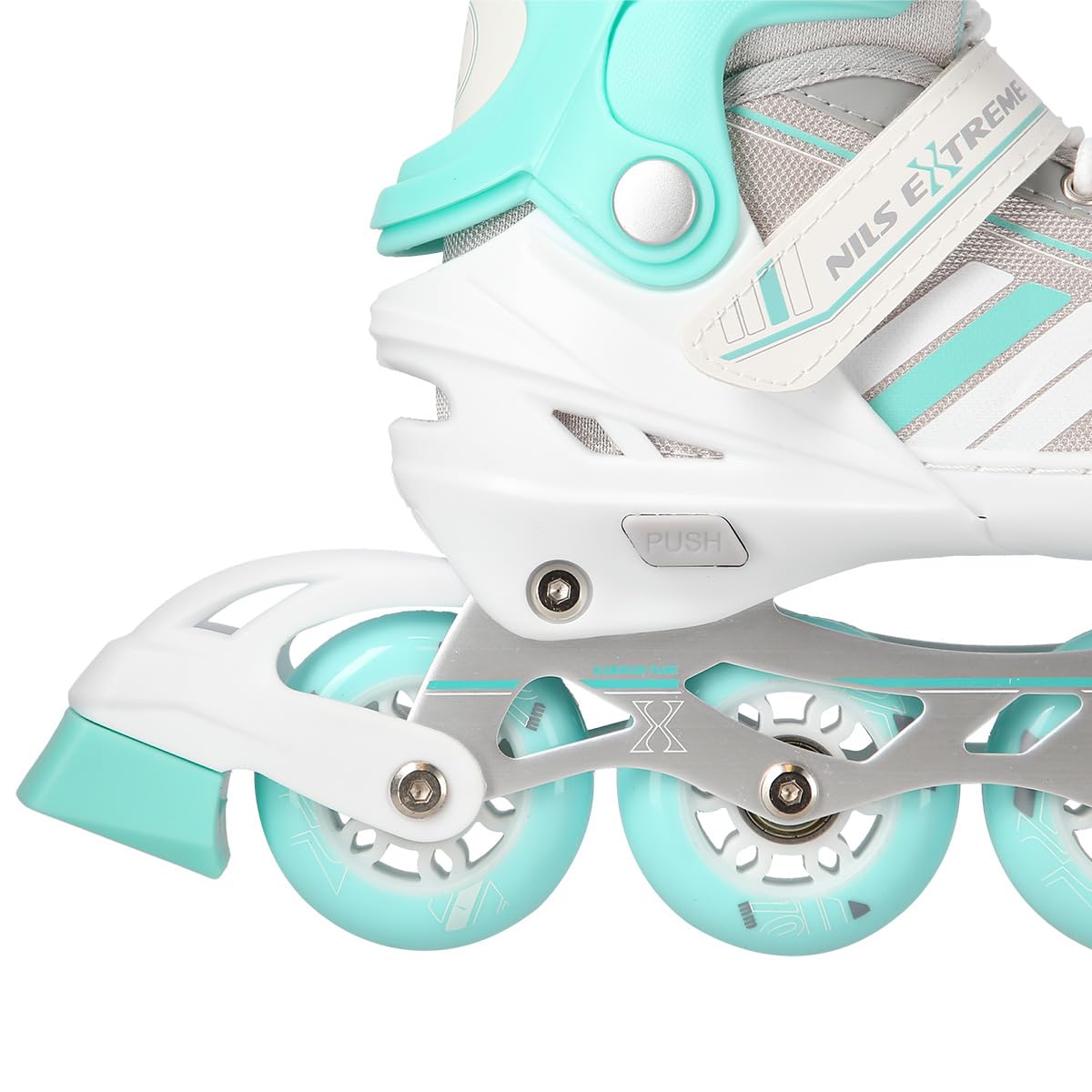 Nils Extreme Pattini in linea 2 in 1 per bambini e adulti, pattini in linea con cuscinetti ACEB7, pattini da ghiaccio per bambini, regolabili 34-38, colore bianco e blu, NH18191