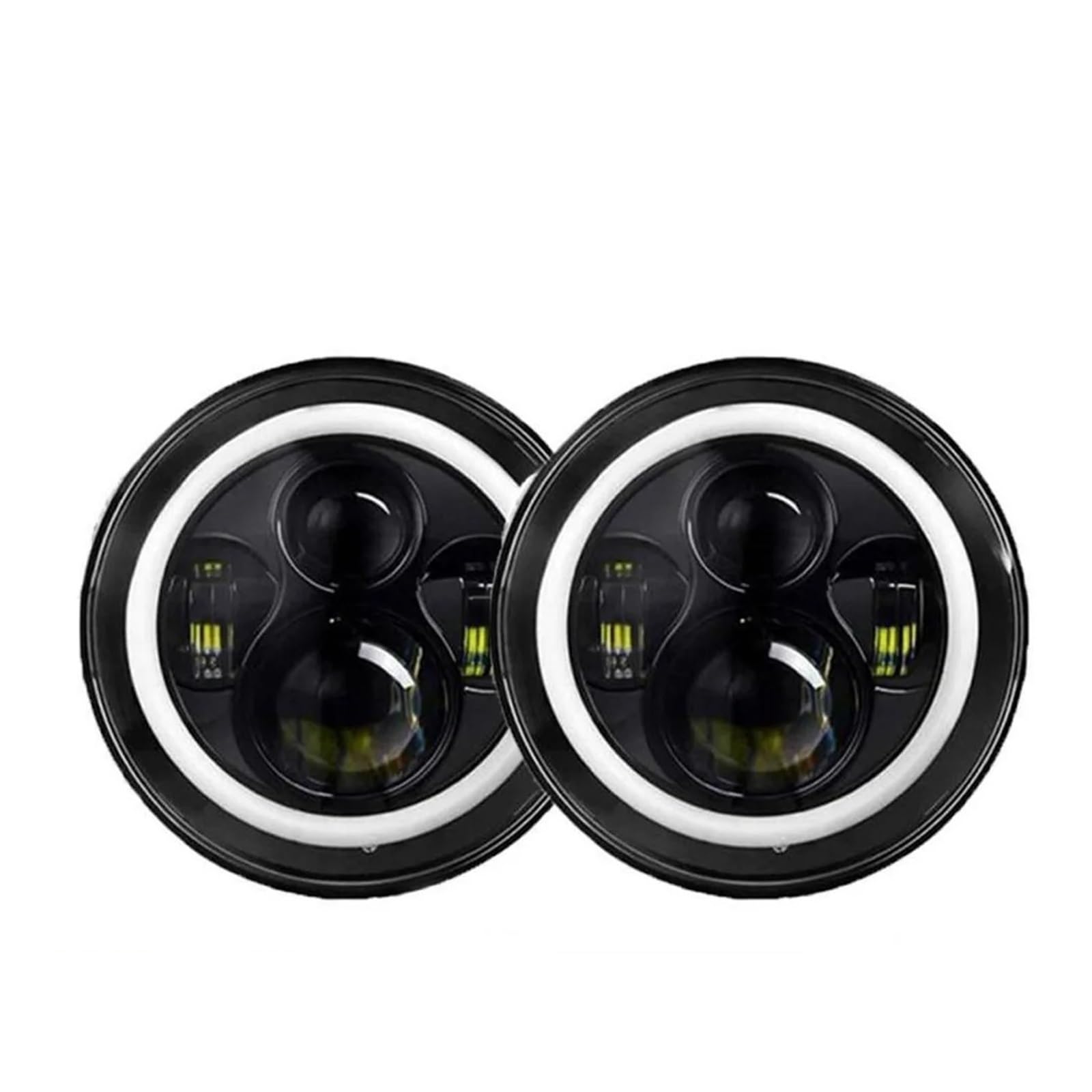 Car Headlight Assembly For Lada For Niva 4X4 For Urban 80W Black 7" 2pcs Car Led Headlight 7 Inch Round Headlights Assembly Headlights Unit(2)