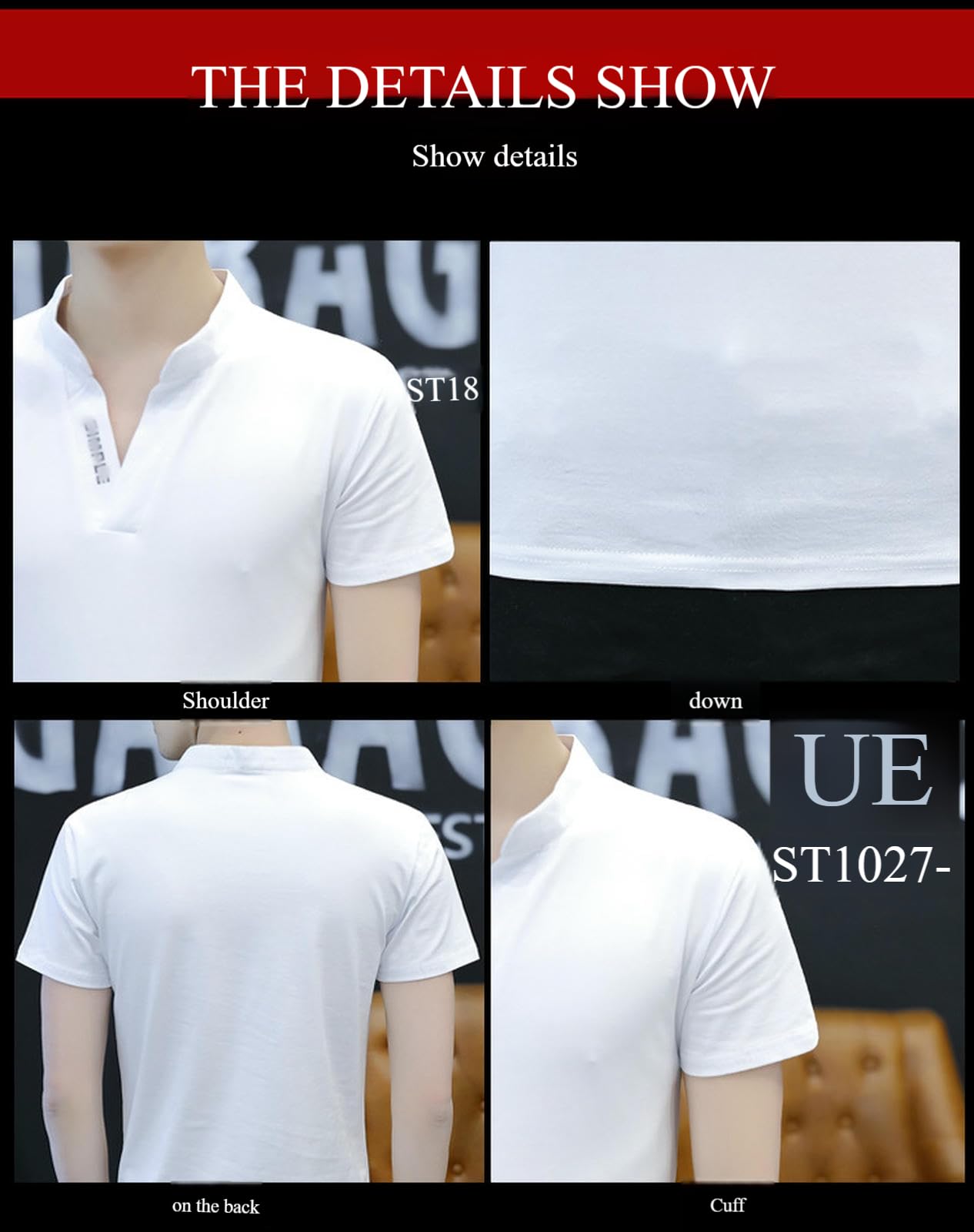 T-shirt męski z krótkim rękawem, dekolt w serek, Henley, krój slim fit, basic, golf, tenis, sport, pół rękawy, letni trend