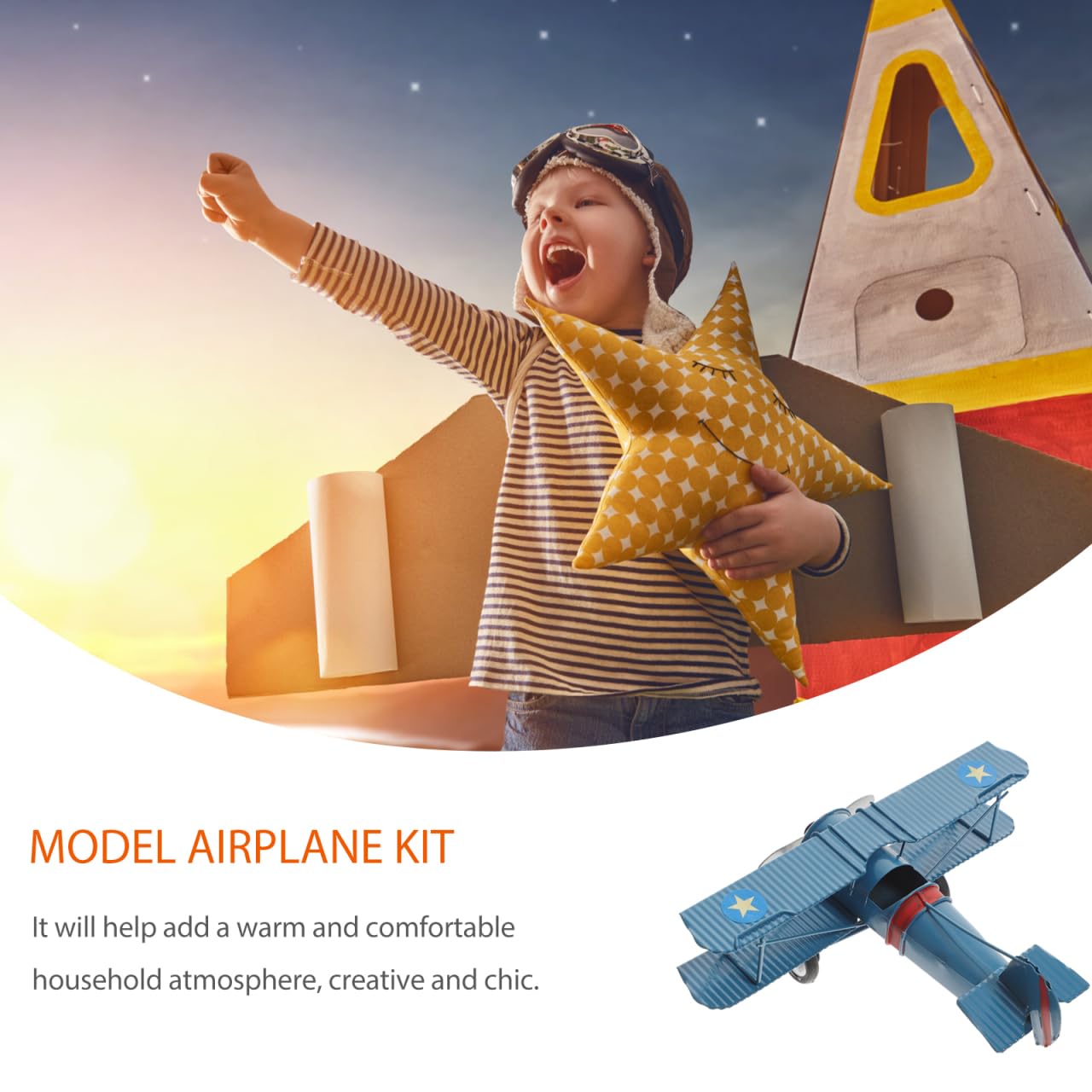 Modellino Di Aeroplani In Metallo Modello Di Aereo Retrò Aliante Biplano Modello Di Aeroplano Giocattolo Per Bambini Ornamento Scrivania Per Decorazioni Per La Camera