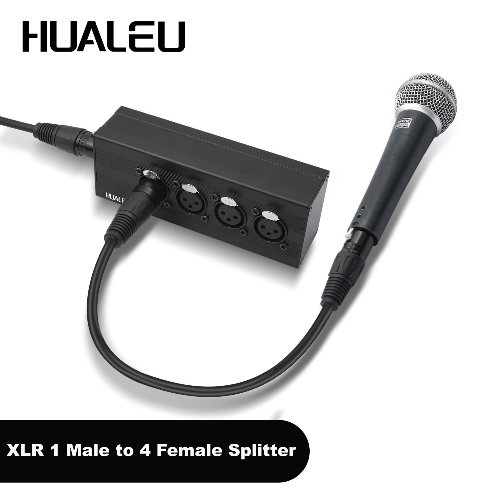 Répartiteur XLR 3 broches 1 mâle vers 4 femelles, adaptateur de connexion parallèle XLR 4 entrées et une sortie, quatre entrées microphone converties en une sortie, répartiteur Aduio de 10,2 cm