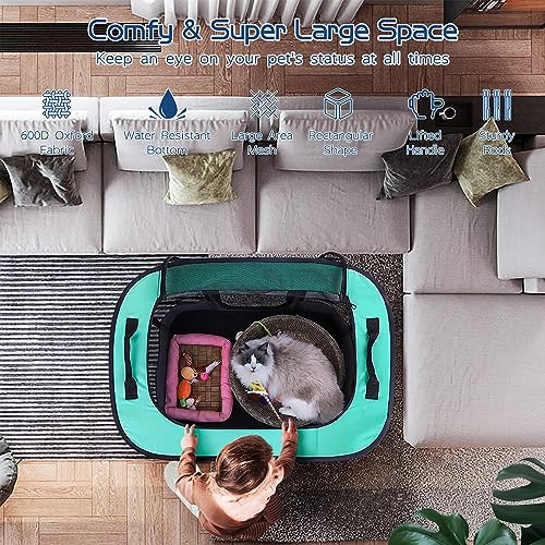Dog Playpen,Pet Playpen,Foldable Dog Cat Playpens,Portable Exercise Kennel Tent Crate,Water-Resistant Breathable Shade Cover, Indoor Outdoor Travel Camping Use for Small Animals with Carrying Case(M) - Image 6