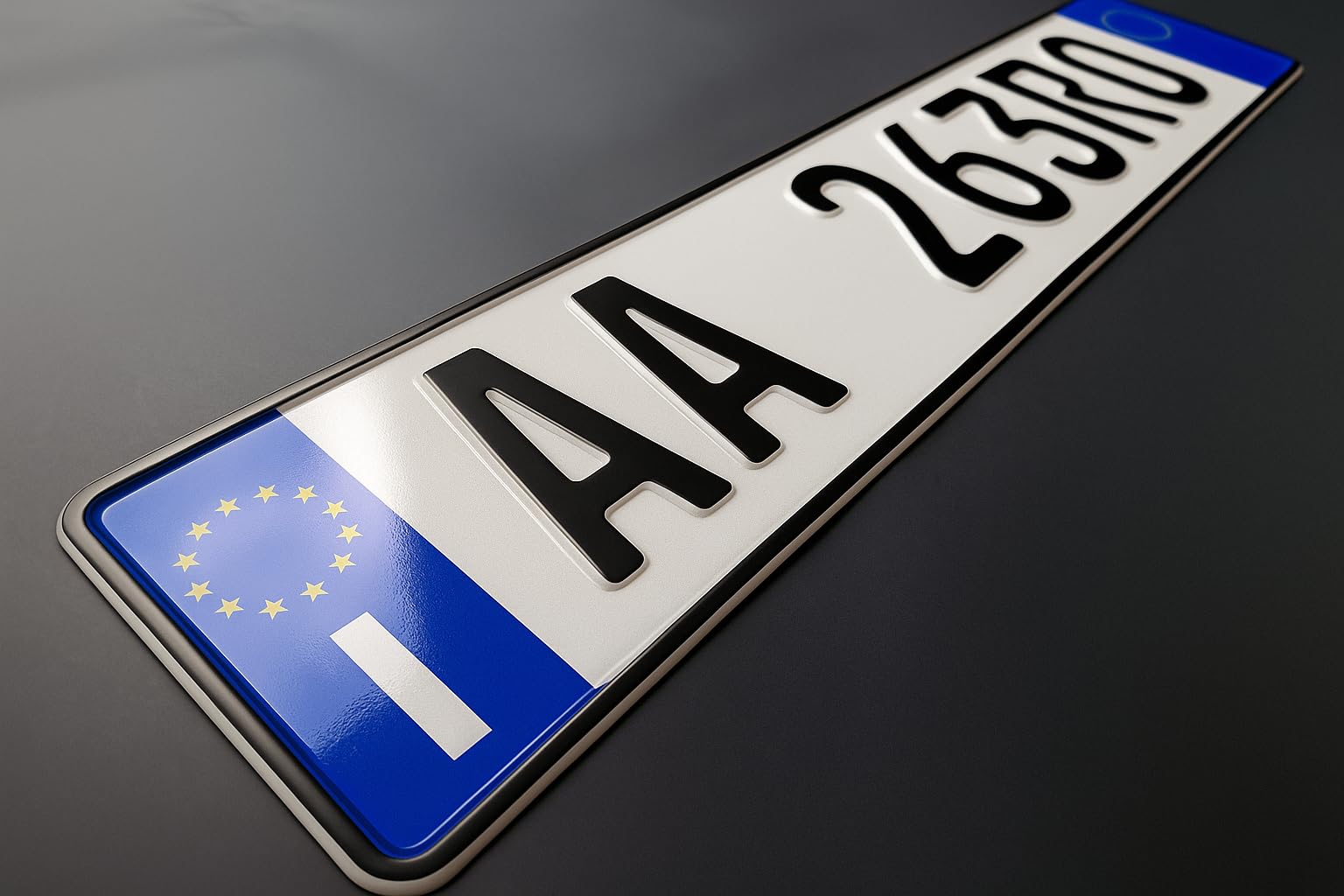 Targa auto decorativa nera in alluminio riflettente Made in Germany