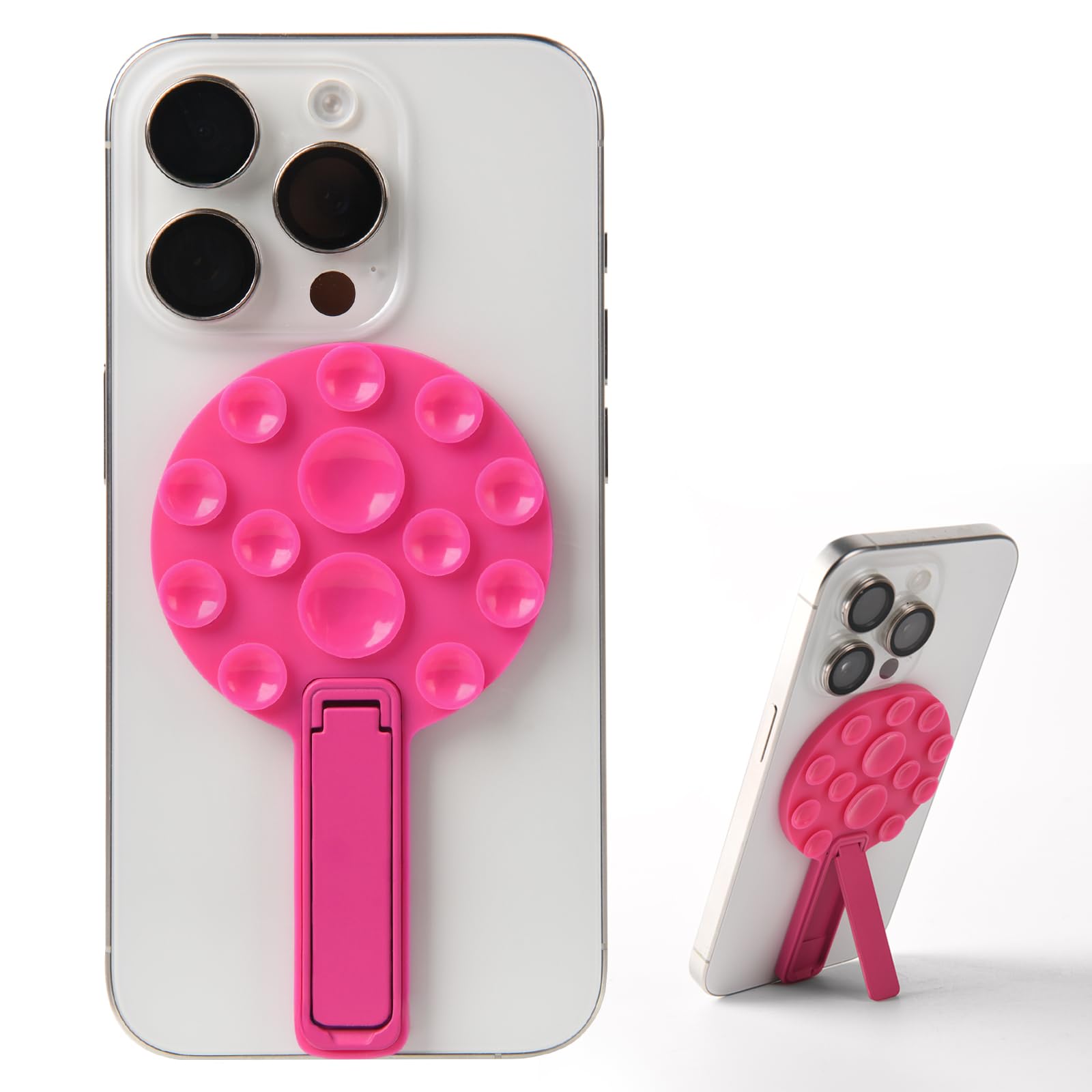 Photo 1 of 2 In 1 Silicone Sticky Phone Grip, Combines a Powerful Suction Cup and a Durable Mount, Suitable for Any Phone Model Provides Multiple Mounting Options for Selfies and Tiktok Video Recording?Rose Red?