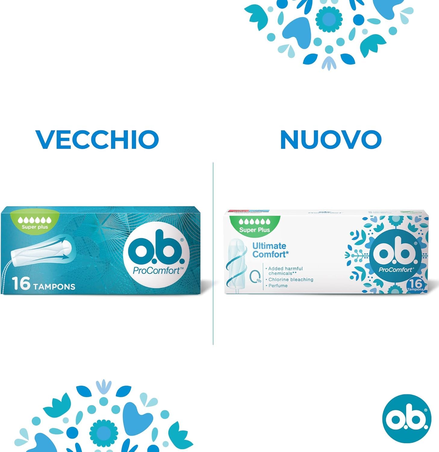 o.b. ProComfort Super Plus Assorbenti Interni, Flusso Molto Intenso, Inserimento e Rimozione Facile, 16 unità (Confezione da 10)