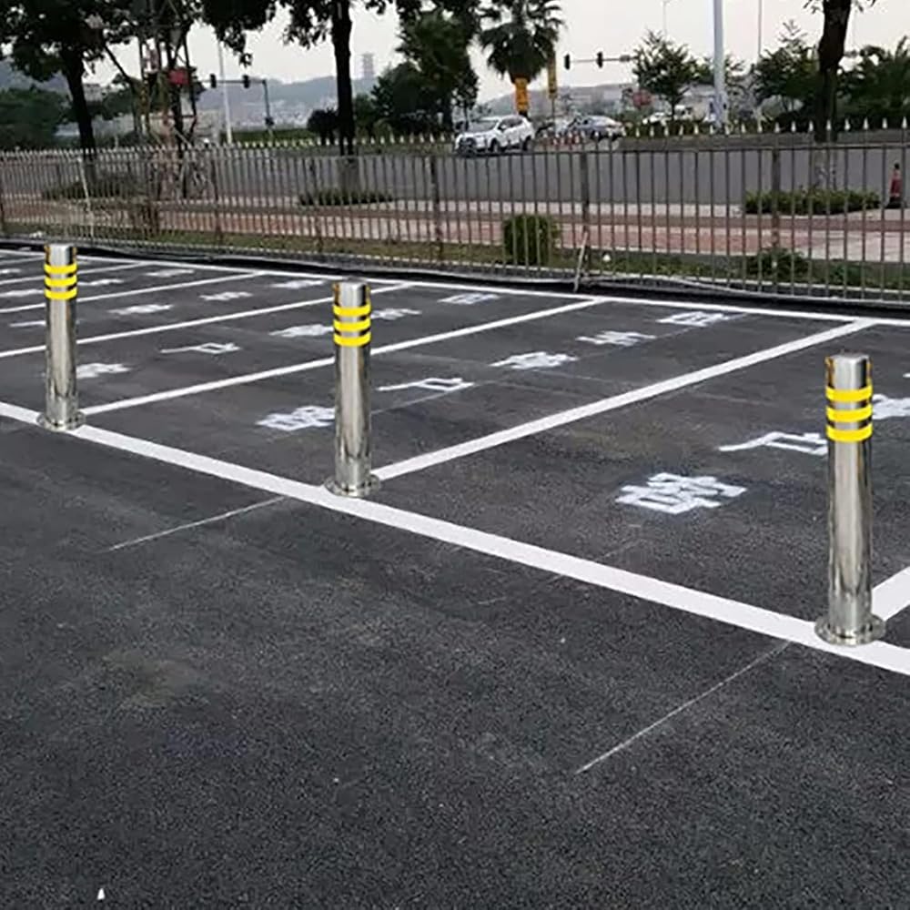 Colonna di sicurezza per parcheggio vialetto, confezione da 3, riflettente, in acciaio inox, per protezione auto