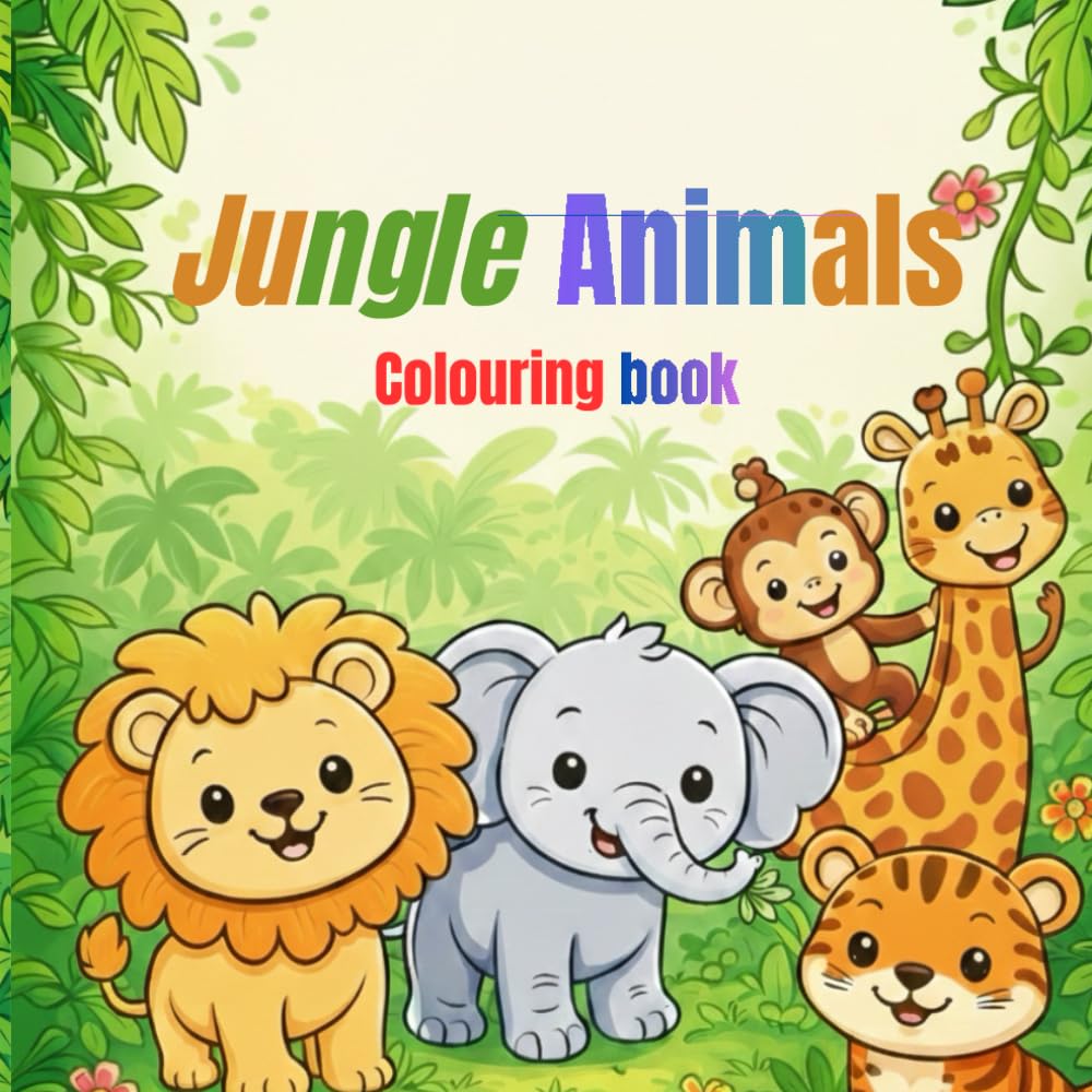 Jungle Animal Coloring Book: Fun & Easy Coloring Pages for Kids Ages 3–7