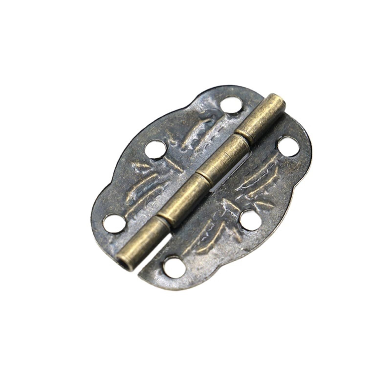 10pcs Bronze Cabinet Hinges Decoration Jewelry Box Hinge with Screw for Vintage Door Drawer Furniture Fittings for Box