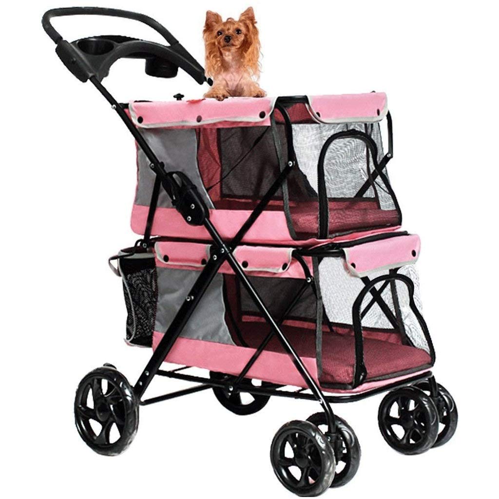 Cochecito doble para perros Cochecito doble para perros Cochecito para mascotas Dúo para perros con 2 cochecitos Cochecito doble para perros Carro de viaje plegable para mascotas y gatos Carga máxima
