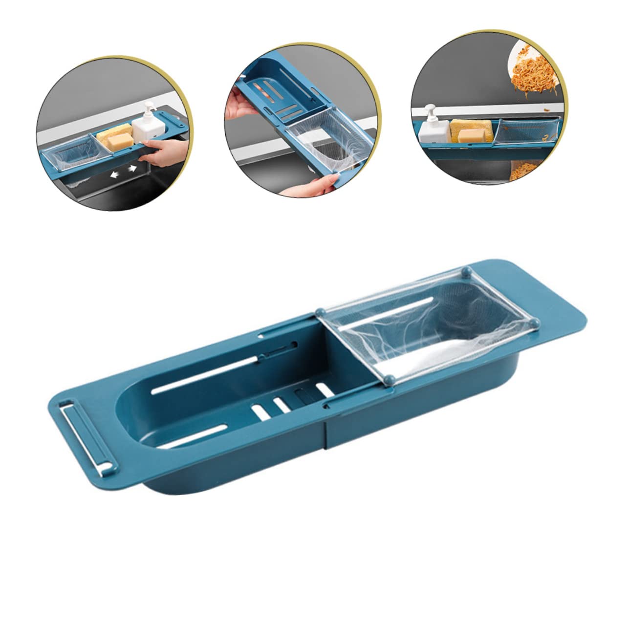 OKUMEYR Drain for Sink Kitchen Telescopic Sink Holder Multi-functional Organizer Rack