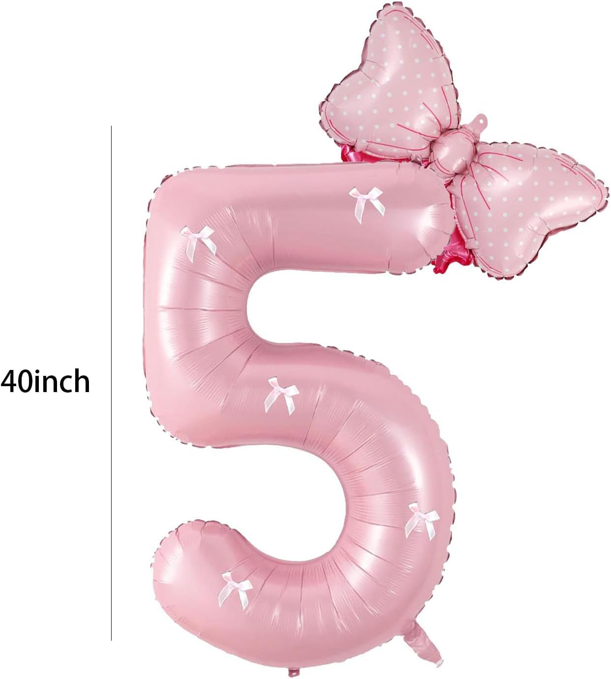 Birthday Number Balloon Bow Happy Birthday Number Balloon Decoration (Pink number 5) - Image 2