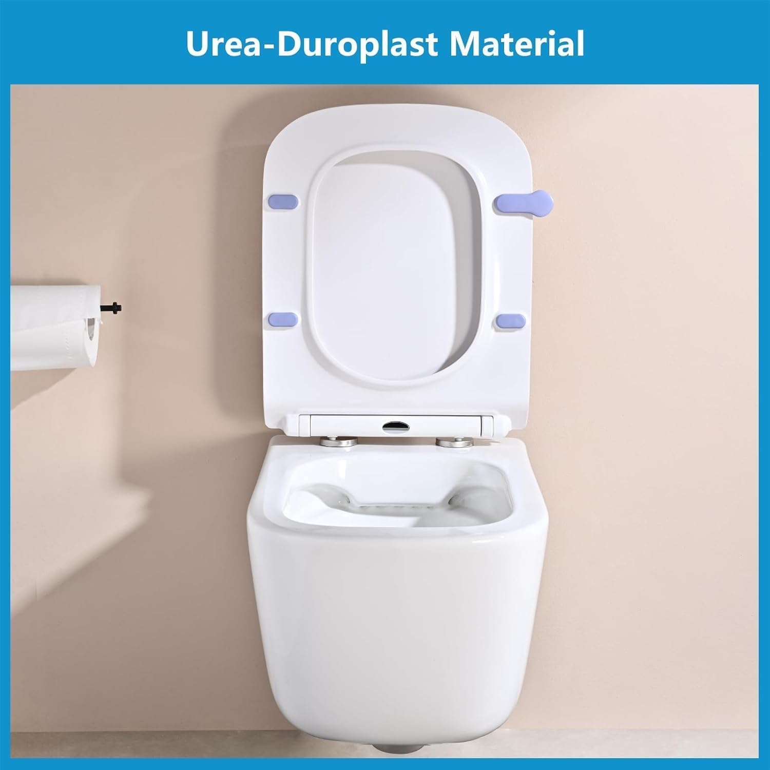 Tapa Wc Forma Cuadrado [Corto],YEAUPE PRO Asiento de inodoro cuadrado con cierre suave y liberación rápida para una fácil limpieza,universal para inodoros de forma cuadrada,42,4 * 36,2 * 4,4CM