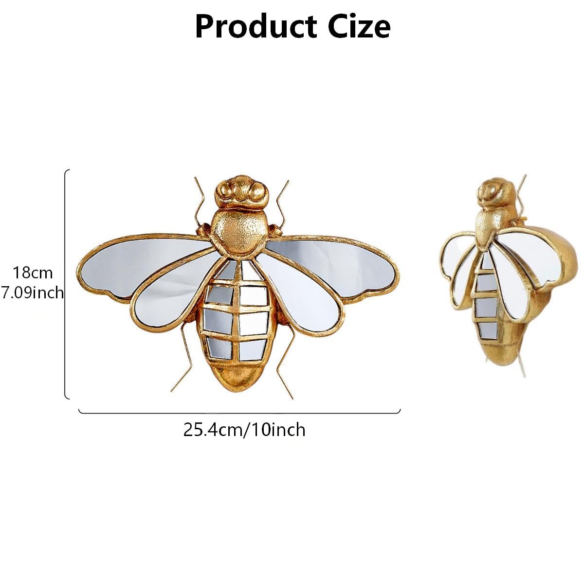 Decorazione da parete a specchio a forma di libellula dorata, decorazione da parete con libellule fatte a mano, decorazione creativa in vetro a specchio, perfetta per case a tema vittoriano ed europeo