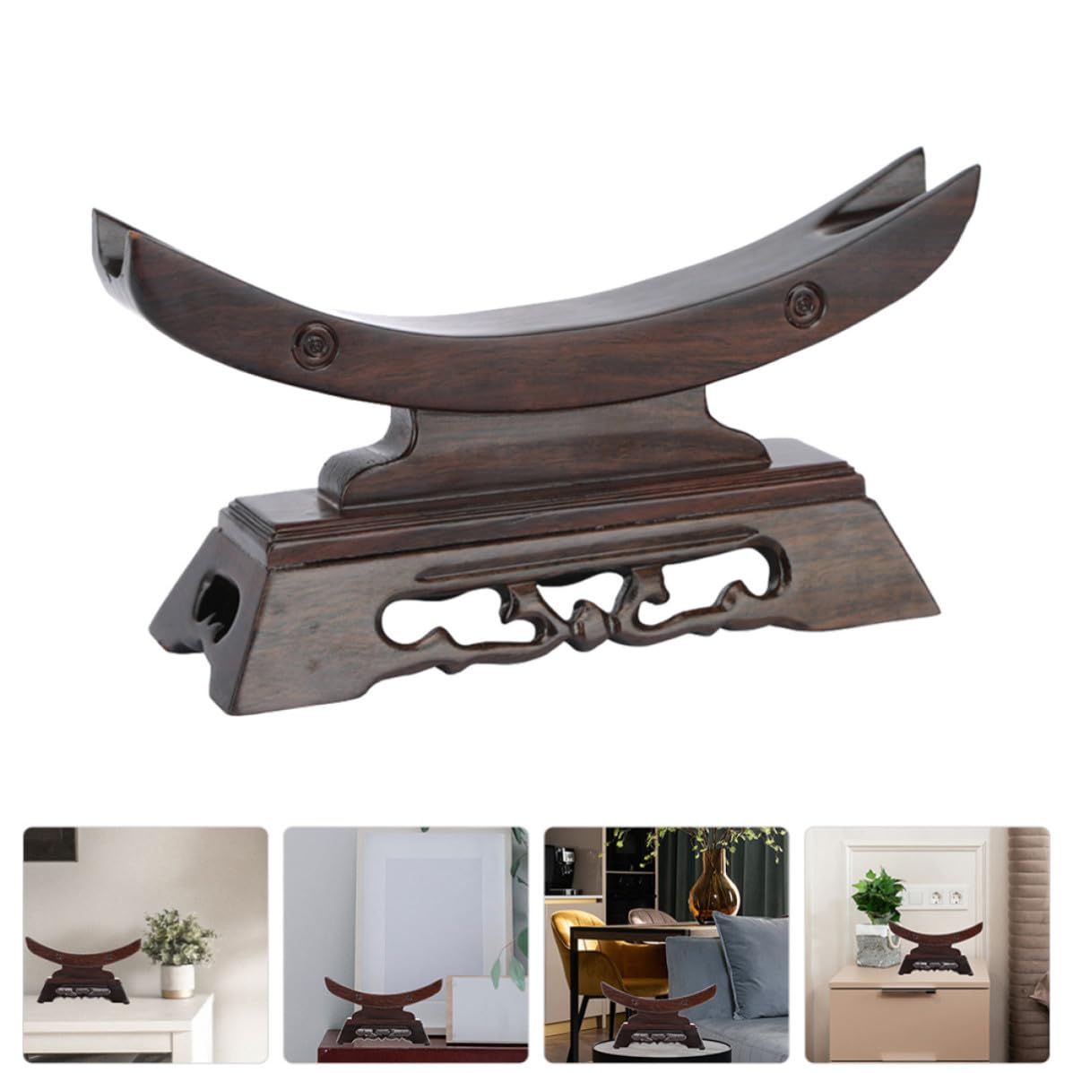 CLISPEED Soporte para Espadas Estante de Espadas Decorativo Madera de Palo de Rosa Portátil Superficie Lisa Soporte de Escritorio y Cuchillos