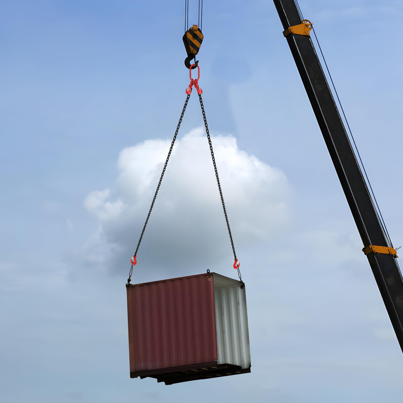2-Strang Anschlagketten 2m G80 Forstkette, Hebekette mit Greifhaken aus Hochfestem Legiertem Stahl, 2000kg Hohe Tragfähigkeit Langlebig Einfach zu Bedienen (4409 lbs Glatte Kanten)