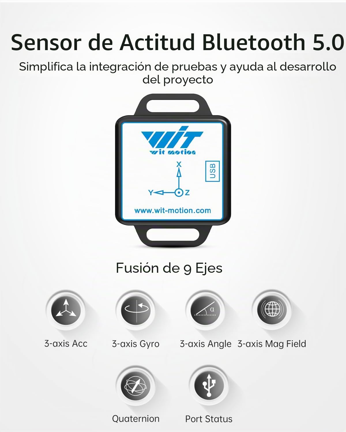 [Sensores de aceleración Bluetooth 5.0] sensor de inclinación inalámbrico WT901BLECL de 9 ejes, acelerómetro, giroscopio, magnetómetro e inclinómetro de 3 ejes, sensor IMU MPU9250 módulo