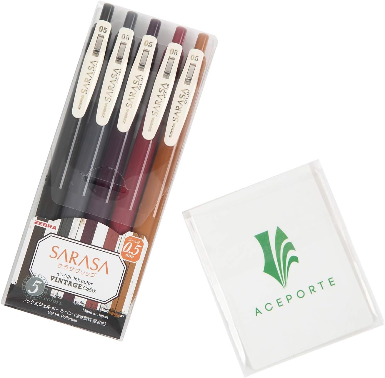 Zebra Sarasa Clip0.5 - Push Clip Ballpoint Gel Pen with High Speed Dry Ink Technology (Vintage2)